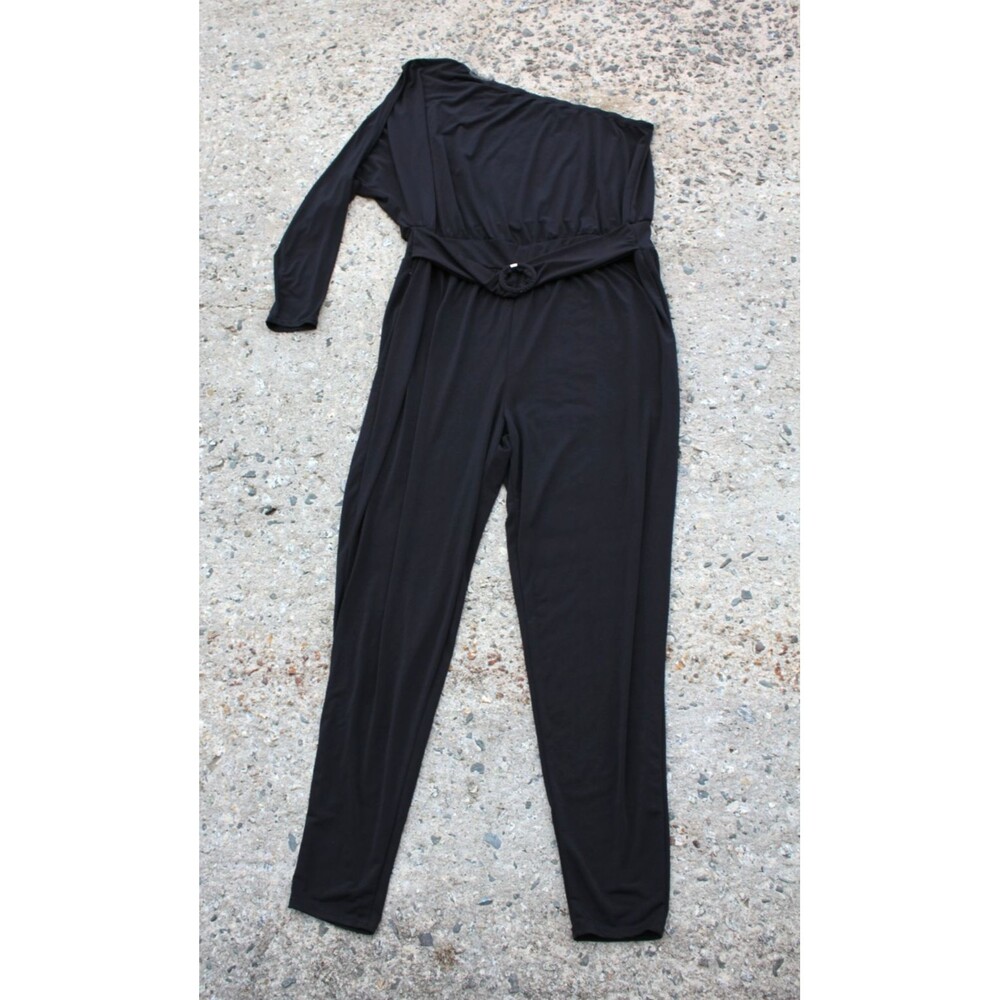 NWT Curvy Sense Women's Romper Jumpsuit Cold Shoulder Simple Black Plus Size 3X